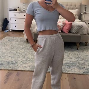 Blue V-neck crop top Brandy Melville